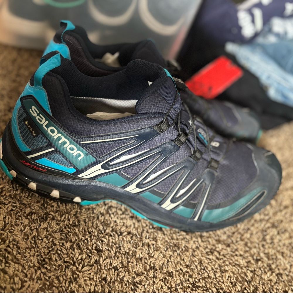 Salomon Navy and Teal Trail Running Shoes